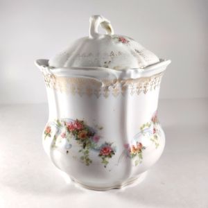 Antique Vintage China Kitchen Floral Design Sugar Container